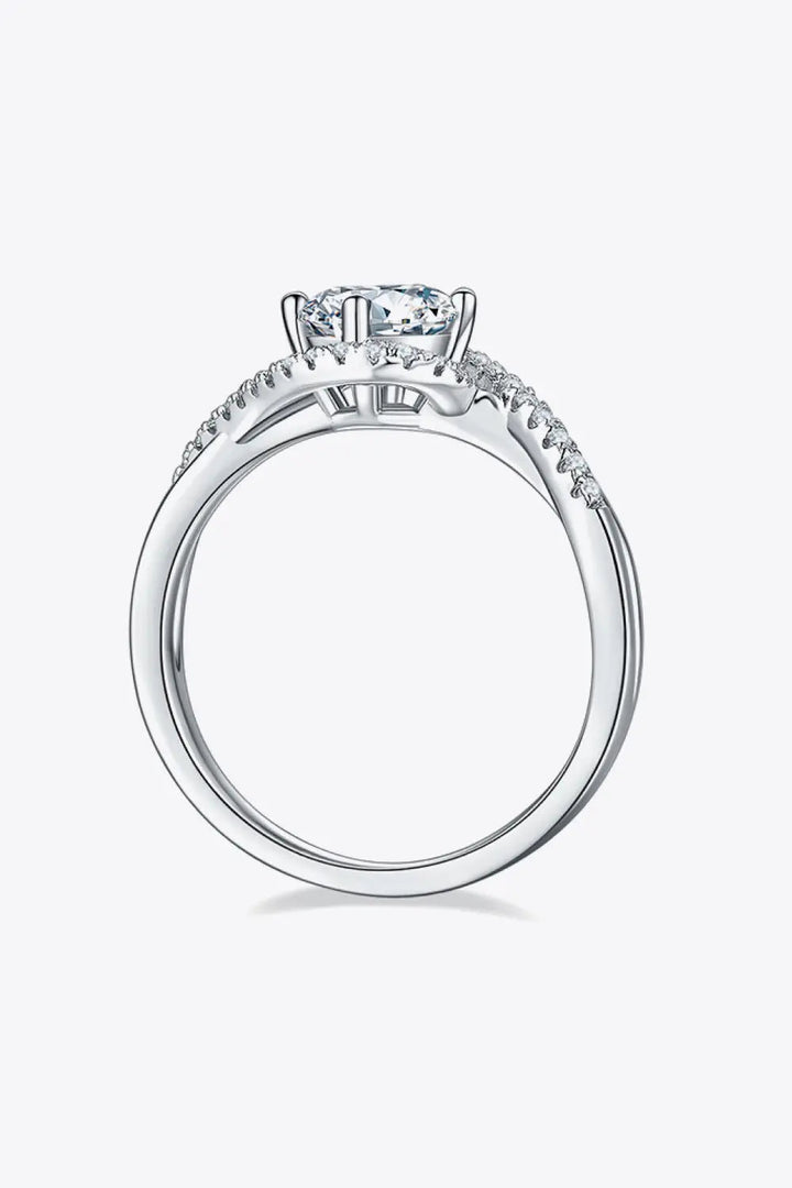 Adored 1 Carat Moissanite 925 Sterling Silver Crisscross Ring LOVCIA