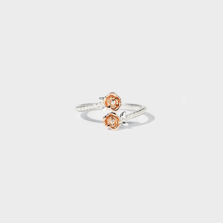 LOVCIA Rose Shape Inlaid Zircon Bypass Ring