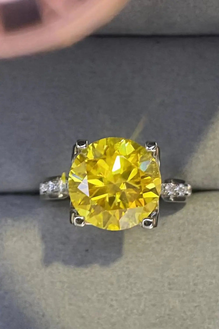 LOVCIA 5 Carat Moissanite 925 Sterling Silver Ring in Banana Yellow