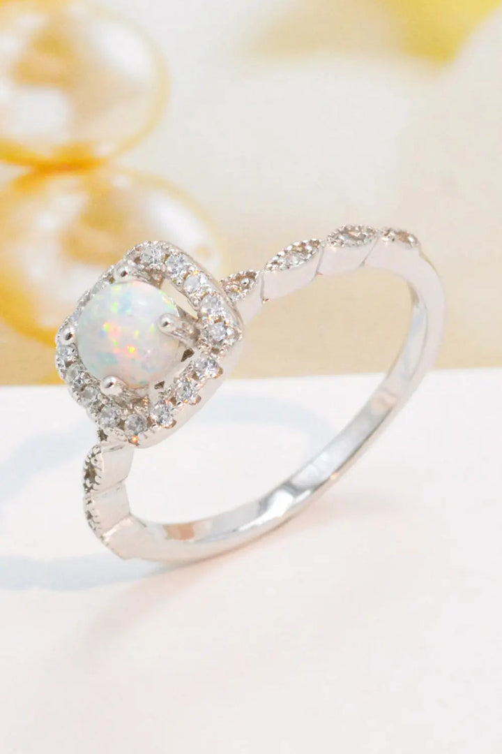 LOVCIA 925 Sterling Silver Inlaid Opal Ring