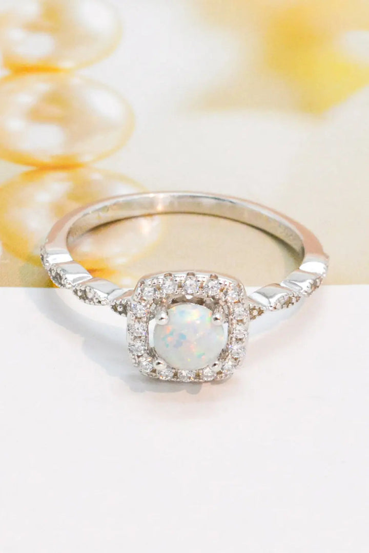 LOVCIA 925 Sterling Silver Inlaid Opal Ring