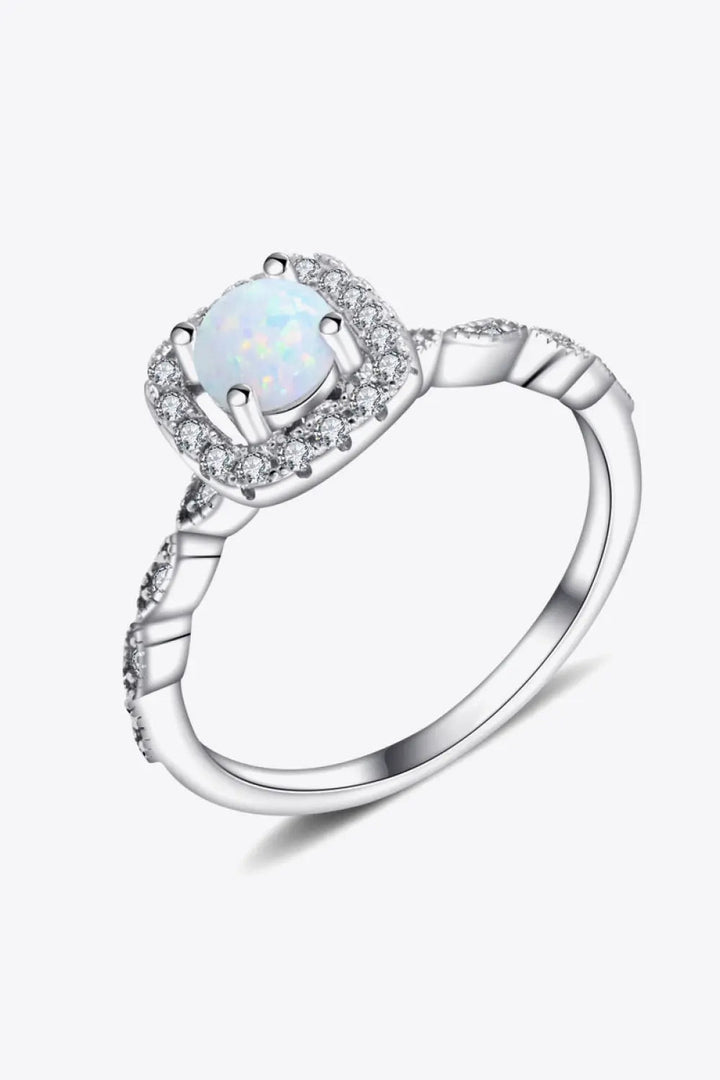 LOVCIA 925 Sterling Silver Inlaid Opal Ring