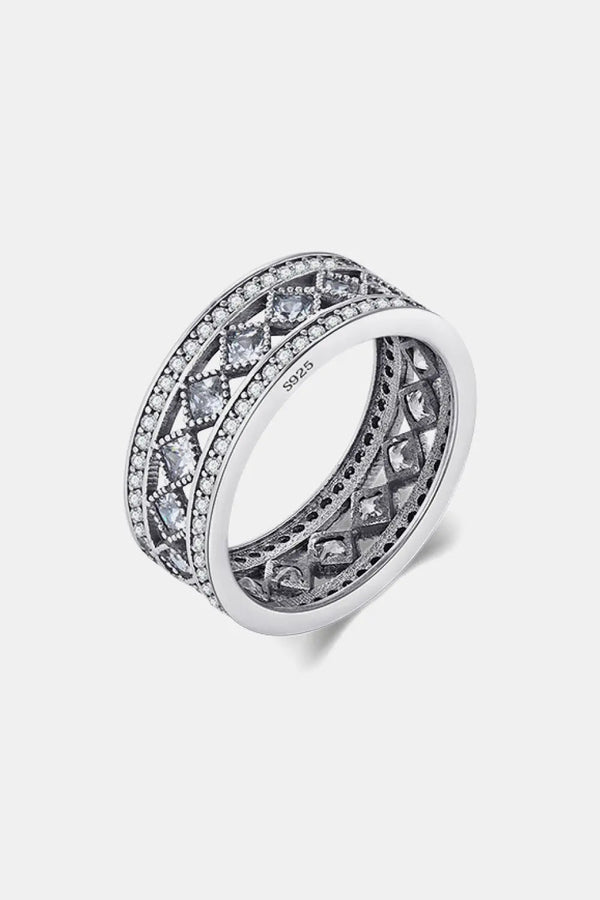 925 Sterling Silver Cutout Cubic Zirconia Ring LOVCIA