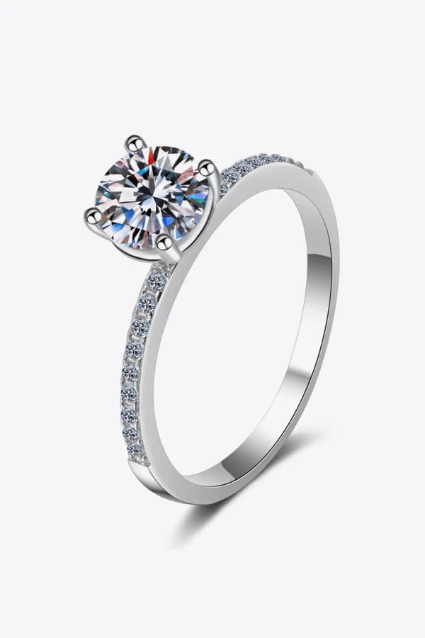 LOVCIA 1 Carat Moissanite Rhodium-Plated Side Stone Ring