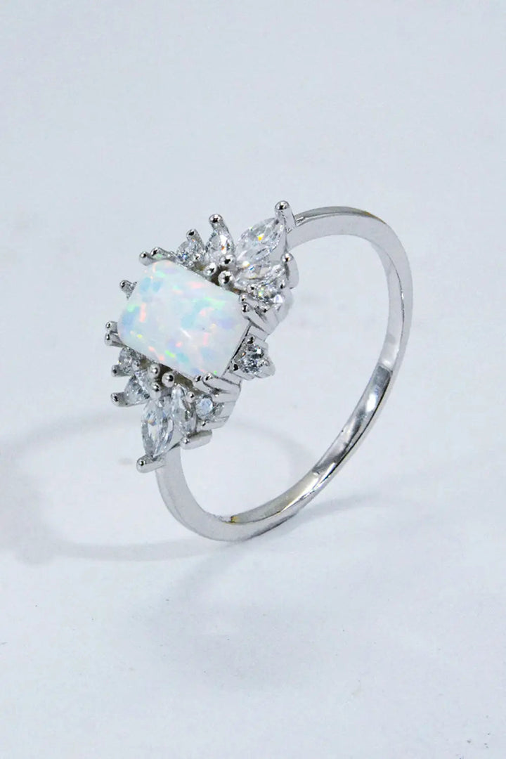 LOVCIA 925 Sterling Silver Zircon and Opal Ring