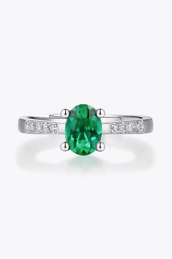 1 Carat Lab-Grown Emerald Side Stone Ring LOVCIA