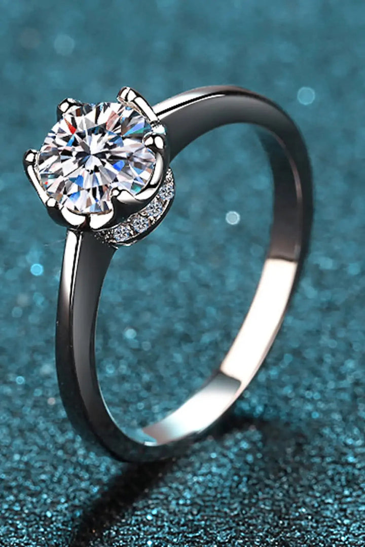 LOVCIA 1 Carat Moissanite Rhodium-Plated Solitaire Ring