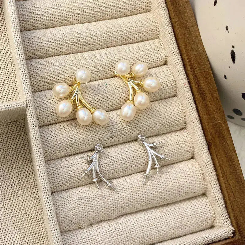 Lovcia Women's Fashion Simple Sterling Silver Pearl Earrings-Earrings-White Gold Color-Pearl-White Gold Color