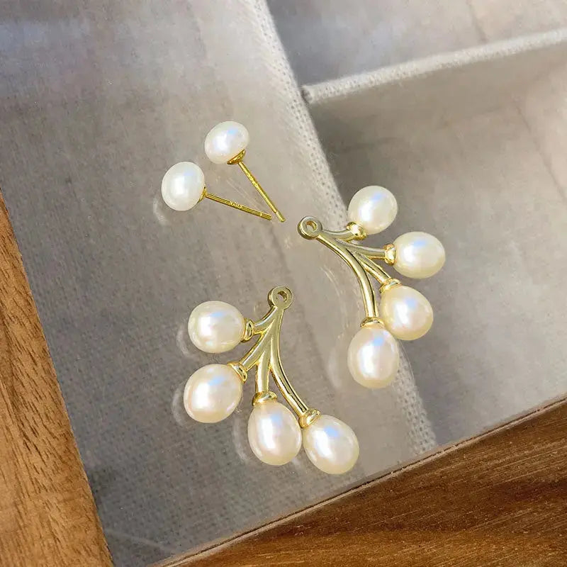Lovcia Women's Fashion Simple Sterling Silver Pearl Earrings-Earrings-White Gold Color-Pearl-White Gold Color