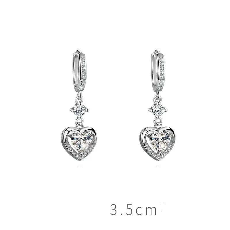 Lovcia Women's Modern Sterling Silver Drop Earrings in Natural Zircon With Multiple Fashion Styles and Drill/Stone Variations-Earrings-Single drill/stone-Love-Single drill/stone