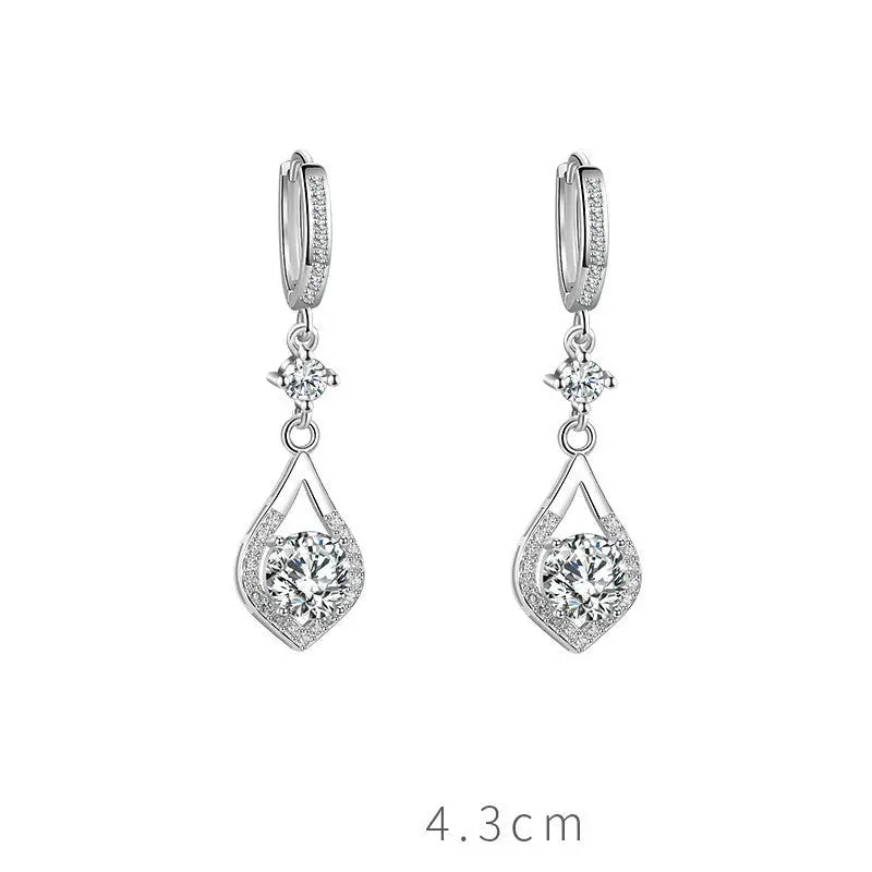 Lovcia Women's Modern Sterling Silver Drop Earrings in Natural Zircon With Multiple Fashion Styles and Drill/Stone Variations-Earrings-Single drill/stone-Water drop-Single drill/stone