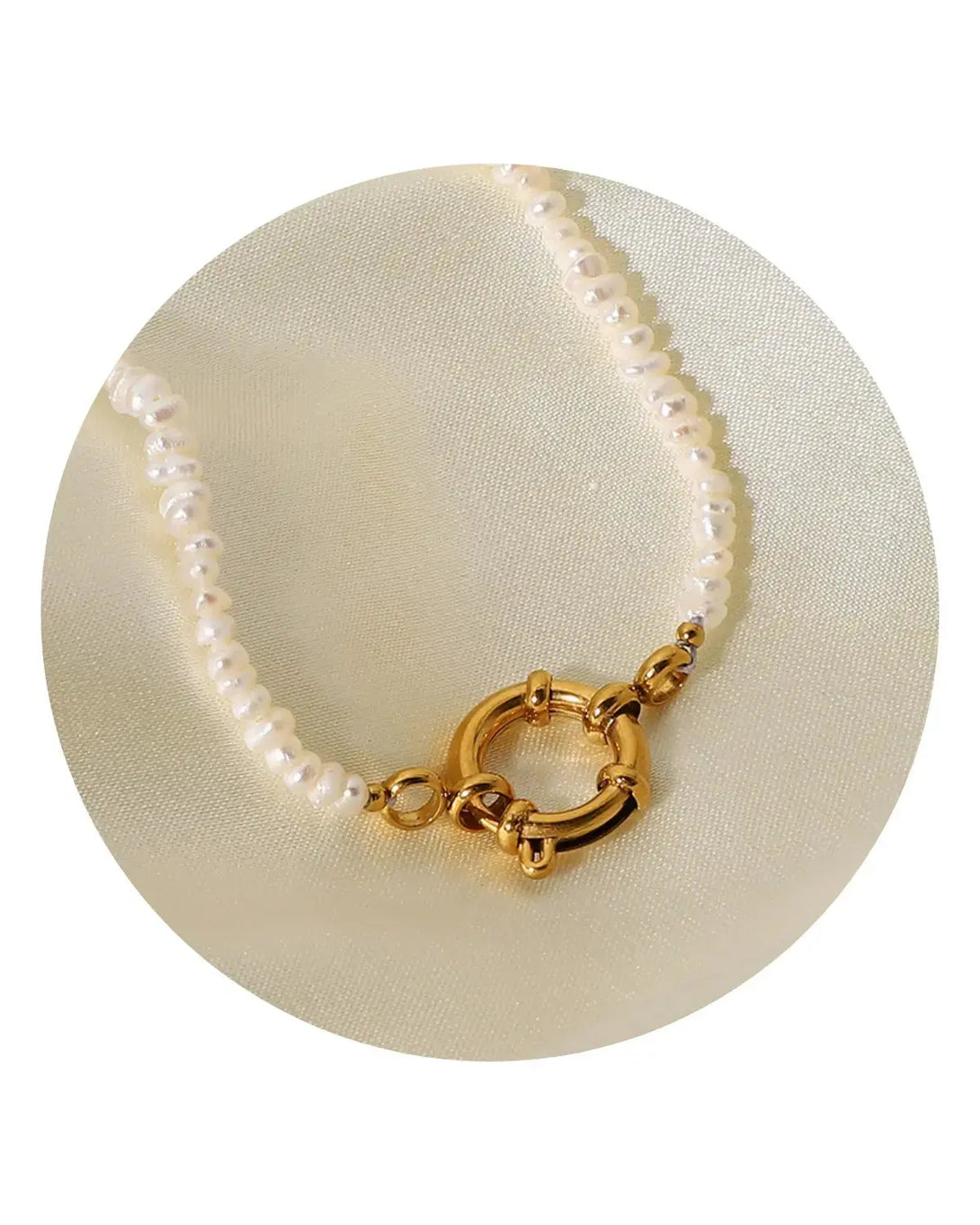 Lovcia Women’s Pearl Bead Choker Necklace with Gold Spring Clasp - Elegant Freshwater Pearl Jewellery for Women, Dainty Beaded Necklace-Necklaces-White-White