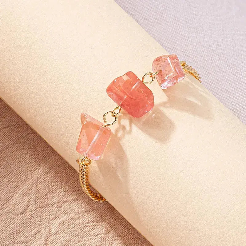 Lovcia Women's Pink Natural Stone Bracelet-Bracelets-Pink-Pink