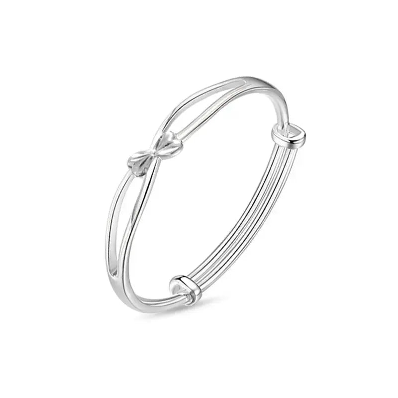 Lovcia Women's Twisted Silver Bangle Bracelet - Modern and Stylish Fashion Jewellery-Bracelets-Bow Bangle-Bow Bangle