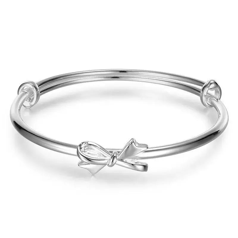 Lovcia Women's Twisted Silver Bangle Bracelet - Modern and Stylish Fashion Jewellery-Bracelets-Bow Knot Bangle-Bow Knot Bangle