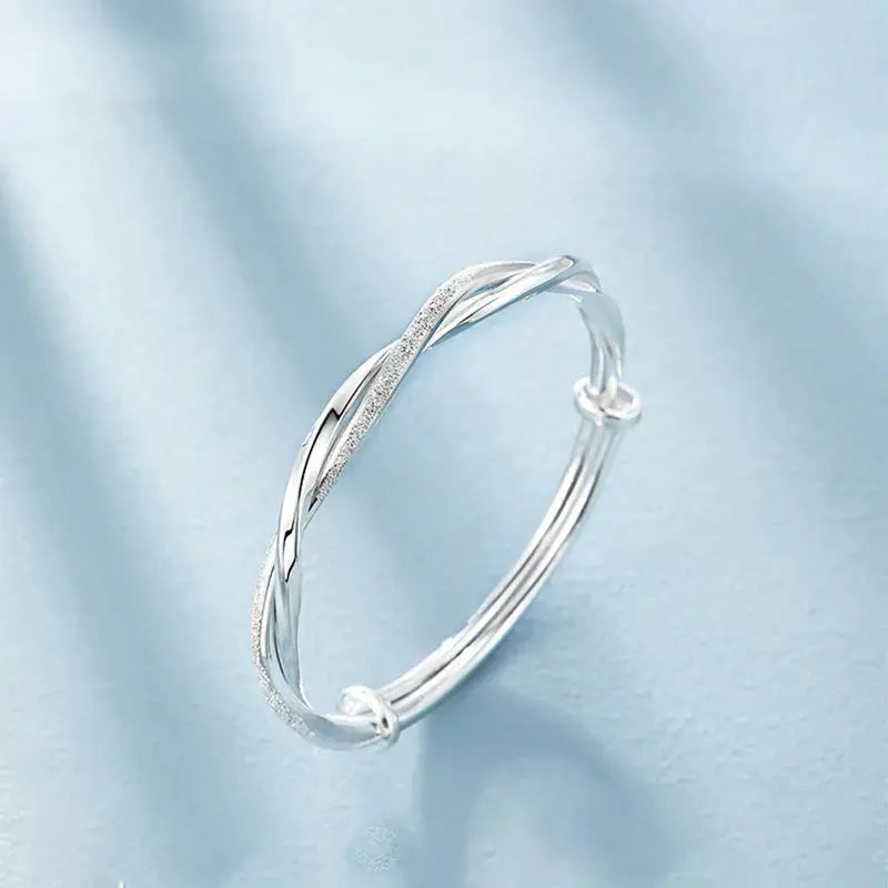 Lovcia Women's Twisted Silver Bangle Bracelet - Modern and Stylish Fashion Jewellery-Bracelets-Twisted Silver Bangle Large-Twisted Silver Bangle Large
