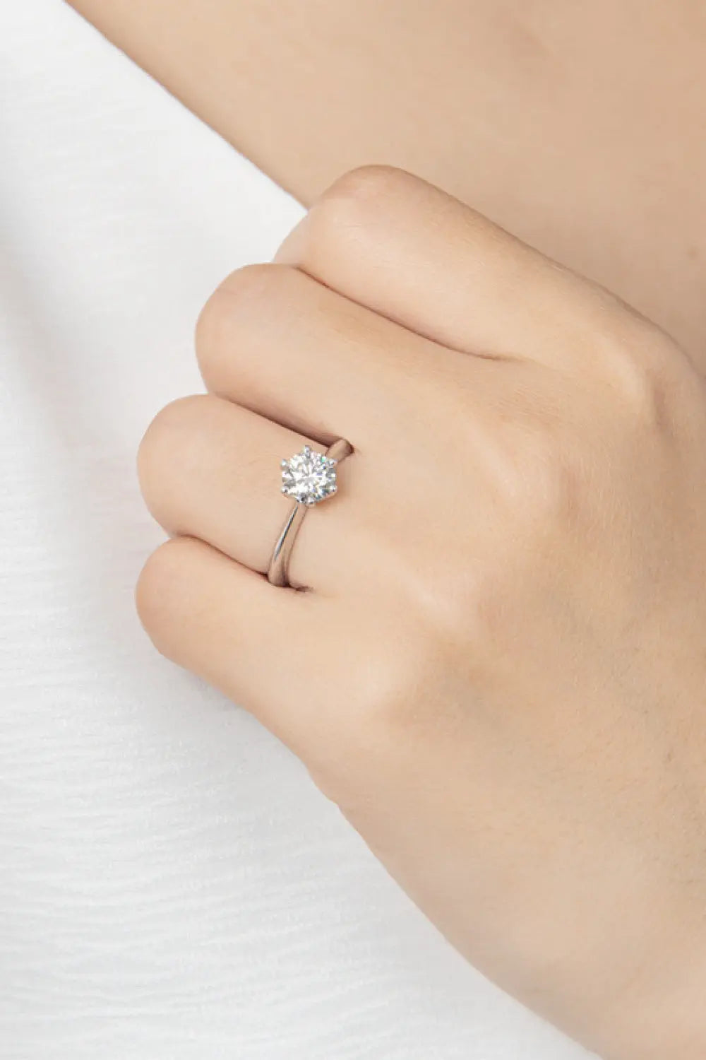 Lovcia Wonderful Life 1 Carat Moissanite Platinum-Plated Ring-Rings-Silver-4-Silver