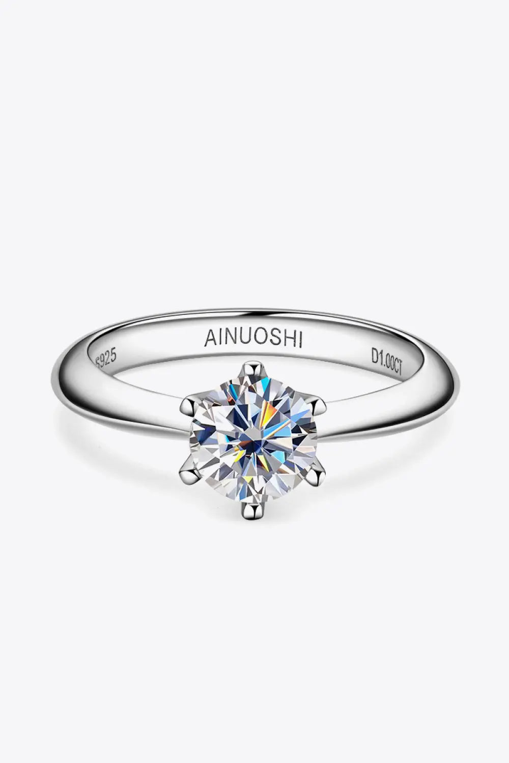 Lovcia Wonderful Life 1 Carat Moissanite Platinum-Plated Ring-Rings-Silver-4-Silver