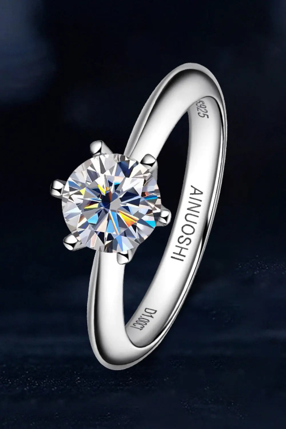 Lovcia Wonderful Life 1 Carat Moissanite Platinum-Plated Ring-Rings-Silver-4-Silver