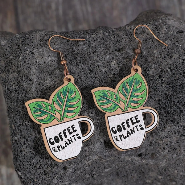 Lovcia Wooden Alloy Dangle Earrings-Earrings-Mid Green-One Size-Mid Green