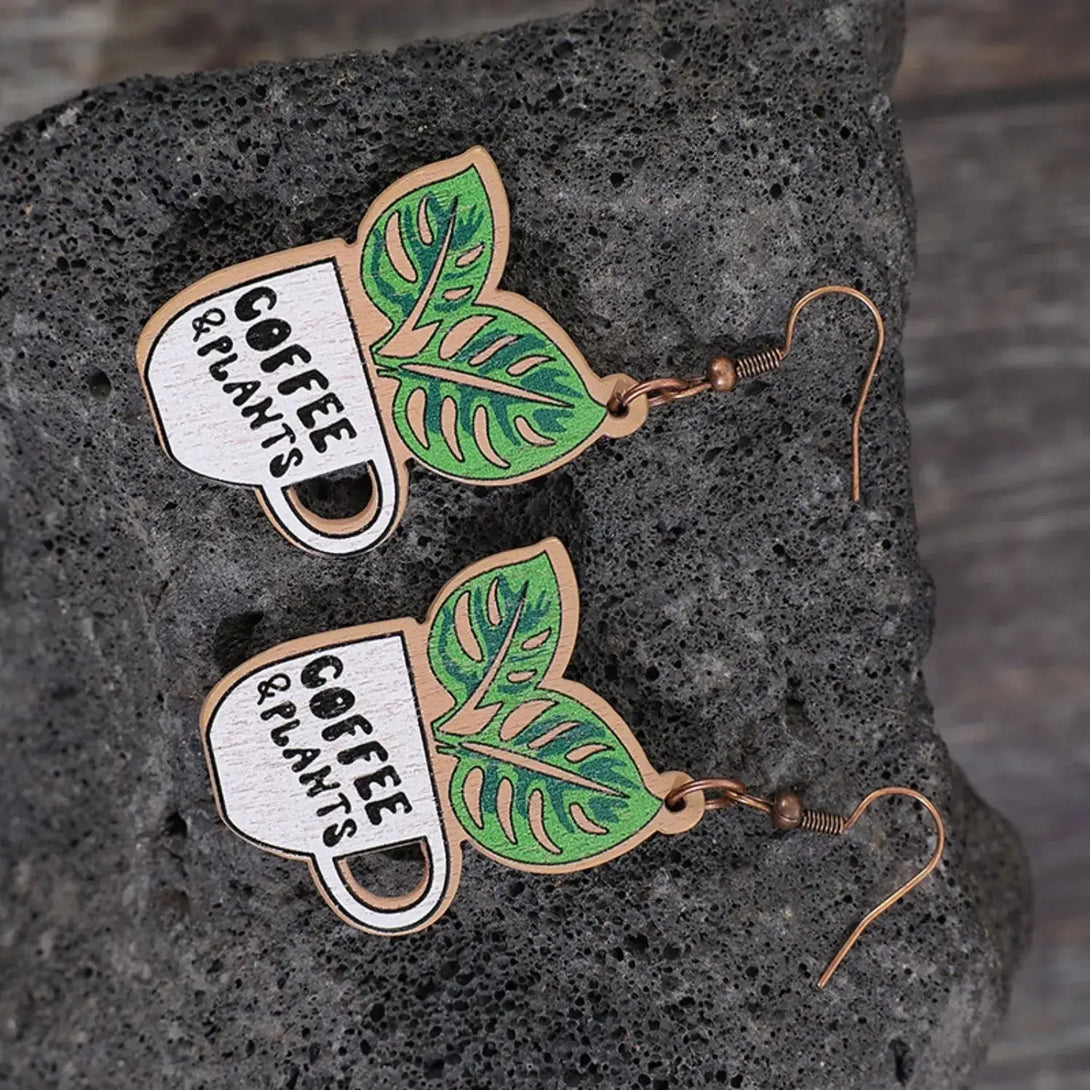 Lovcia Wooden Alloy Dangle Earrings-Earrings-Mid Green-One Size-Mid Green