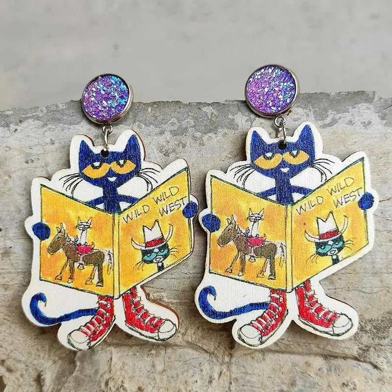 Lovcia Wooden Dangle Earrings-Earrings-Cat-One Size-Cat