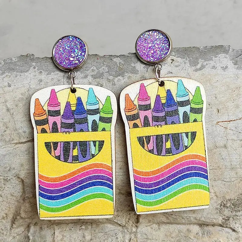 Lovcia Wooden Dangle Earrings-Earrings-Multicolor-One Size-Multicolor