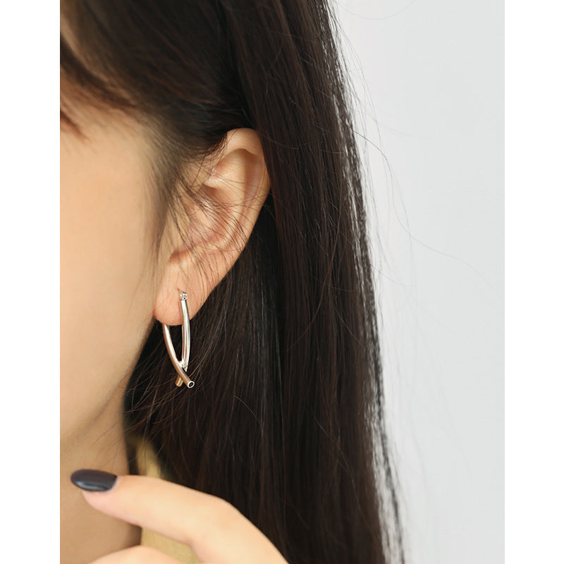 Lovcia X Shape Cross Earrings 925 Silver Gold Plated-Earrings-Rhodium-