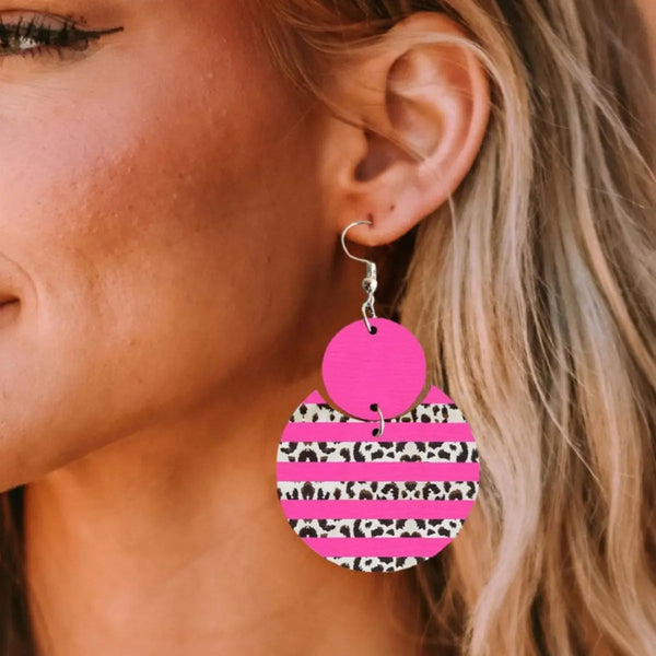 Lovcia Xylem Leopard Dangle Earrings-Earrings-Hot Pink-One Size-Hot Pink