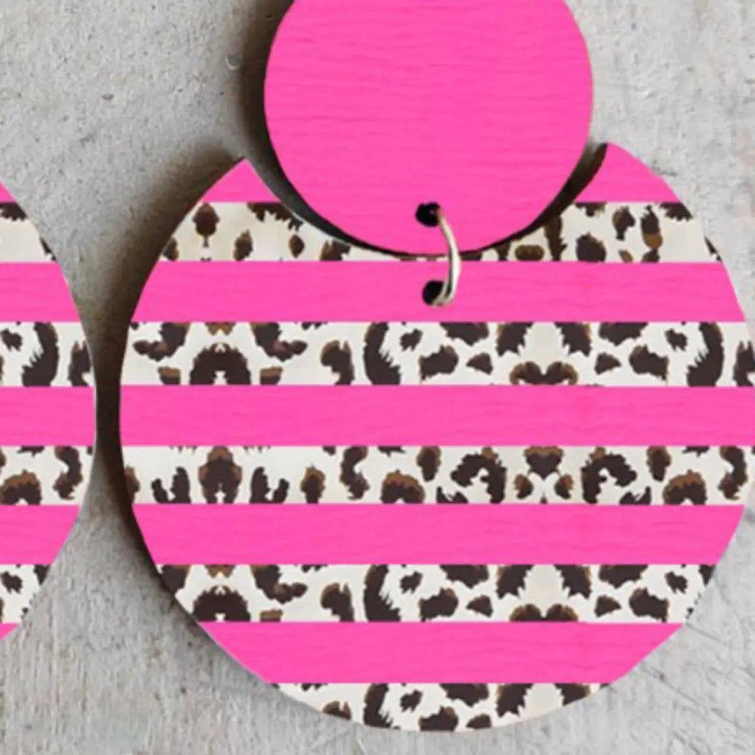Lovcia Xylem Leopard Dangle Earrings-Earrings-Hot Pink-One Size-Hot Pink