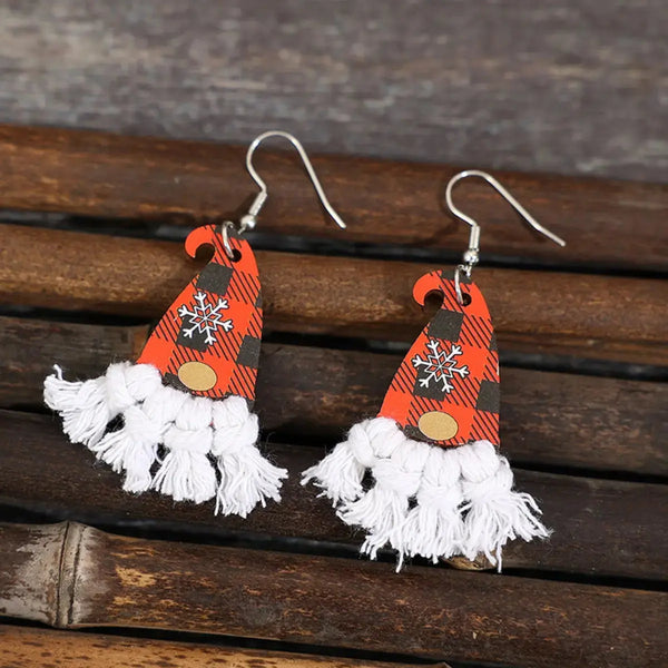 Lovcia Xylem Pointed Hat Tassel Earrings-Earrings-Deep Red-One Size-Deep Red