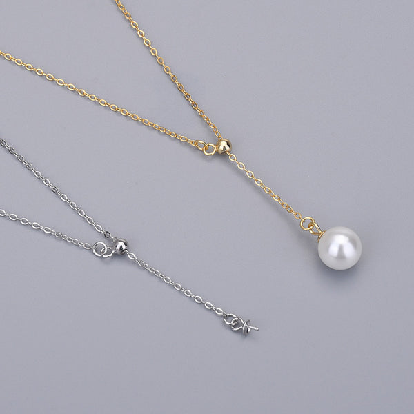 Lovcia Y Shape Necklace 925 Silver Rolo Chain 410mm Gold-Rose Gold-