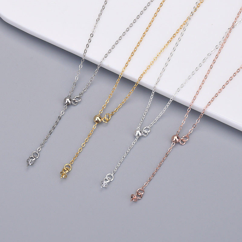 Lovcia Y Shape Necklace 925 Silver Rolo Chain 410mm Gold-Rose Gold-