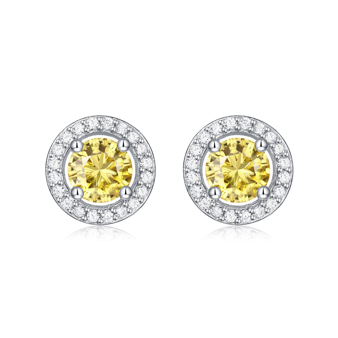 Lovcia Yellow Moissanite CZ Sterling Silver Stud Earrings-Earrings-0.5 ct ( Certificate Included )-