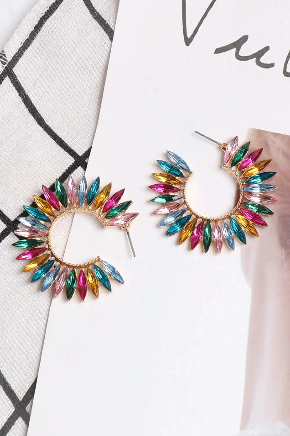 Lovcia Zinc Alloy Acrylic C-Hoop Earrings-Earrings-Style A-One Size-Style A