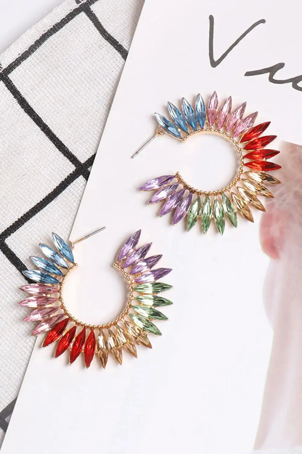 Lovcia Zinc Alloy Acrylic C-Hoop Earrings-Earrings-Style A-One Size-Style A