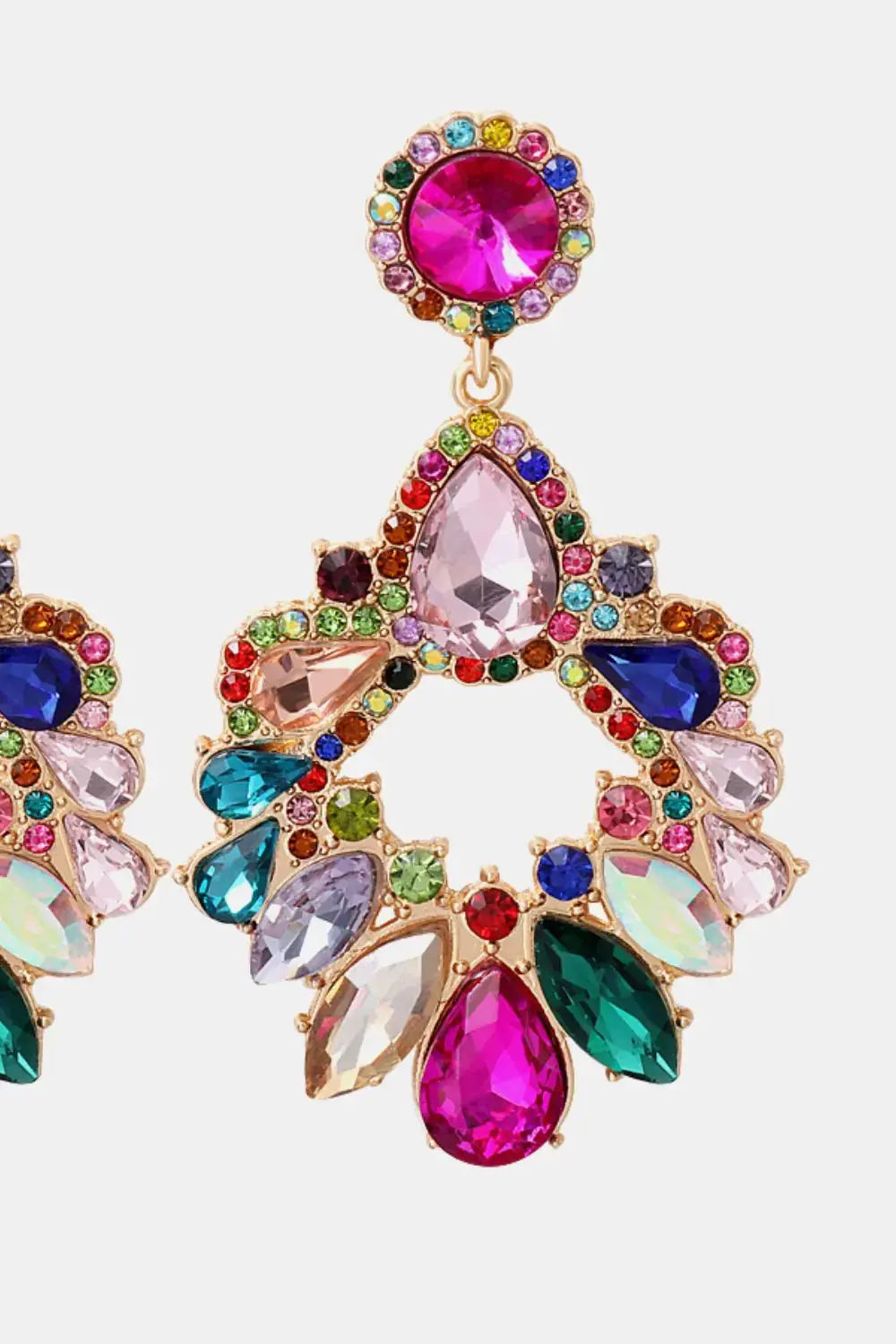 Lovcia Zinc Alloy Frame Glass Stone Dangle Earrings-Earrings-Multicolor-One Size-Multicolor