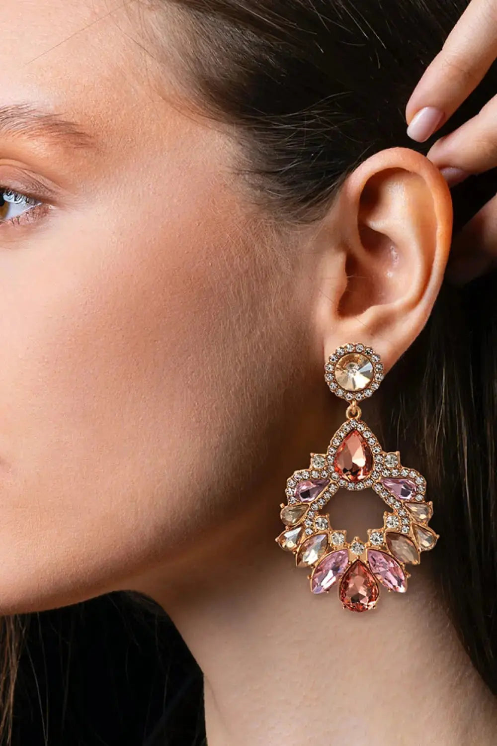 Lovcia Zinc Alloy Frame Glass Stone Dangle Earrings-Earrings-Multicolor-One Size-Multicolor