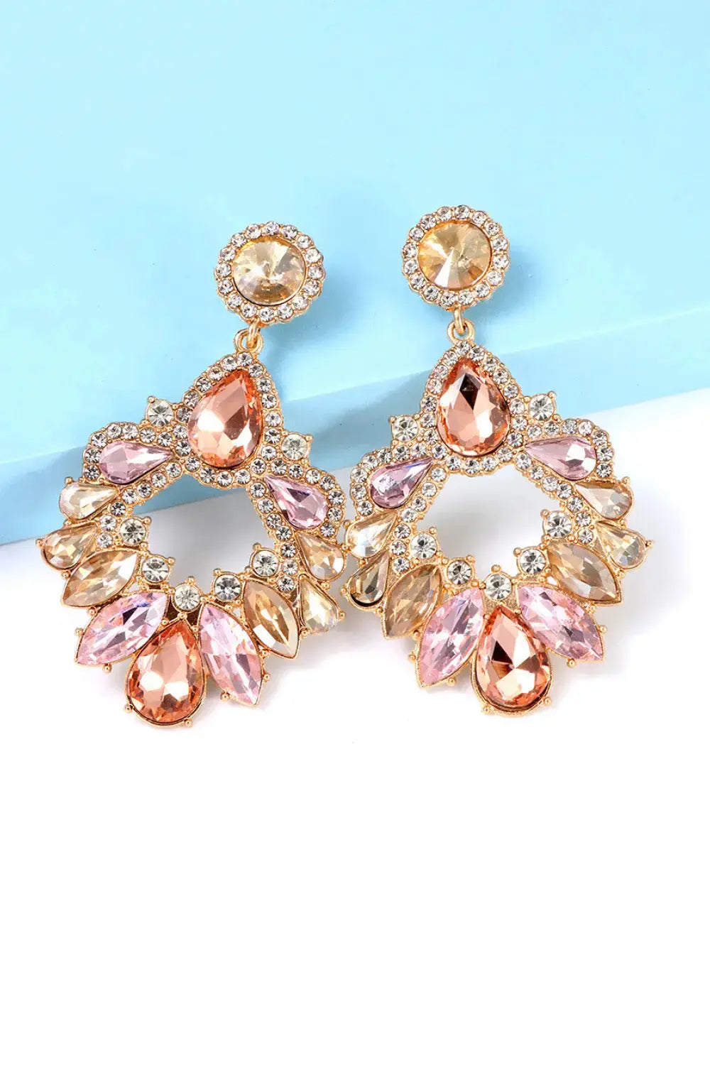 Lovcia Zinc Alloy Frame Glass Stone Dangle Earrings-Earrings-Multicolor-One Size-Multicolor