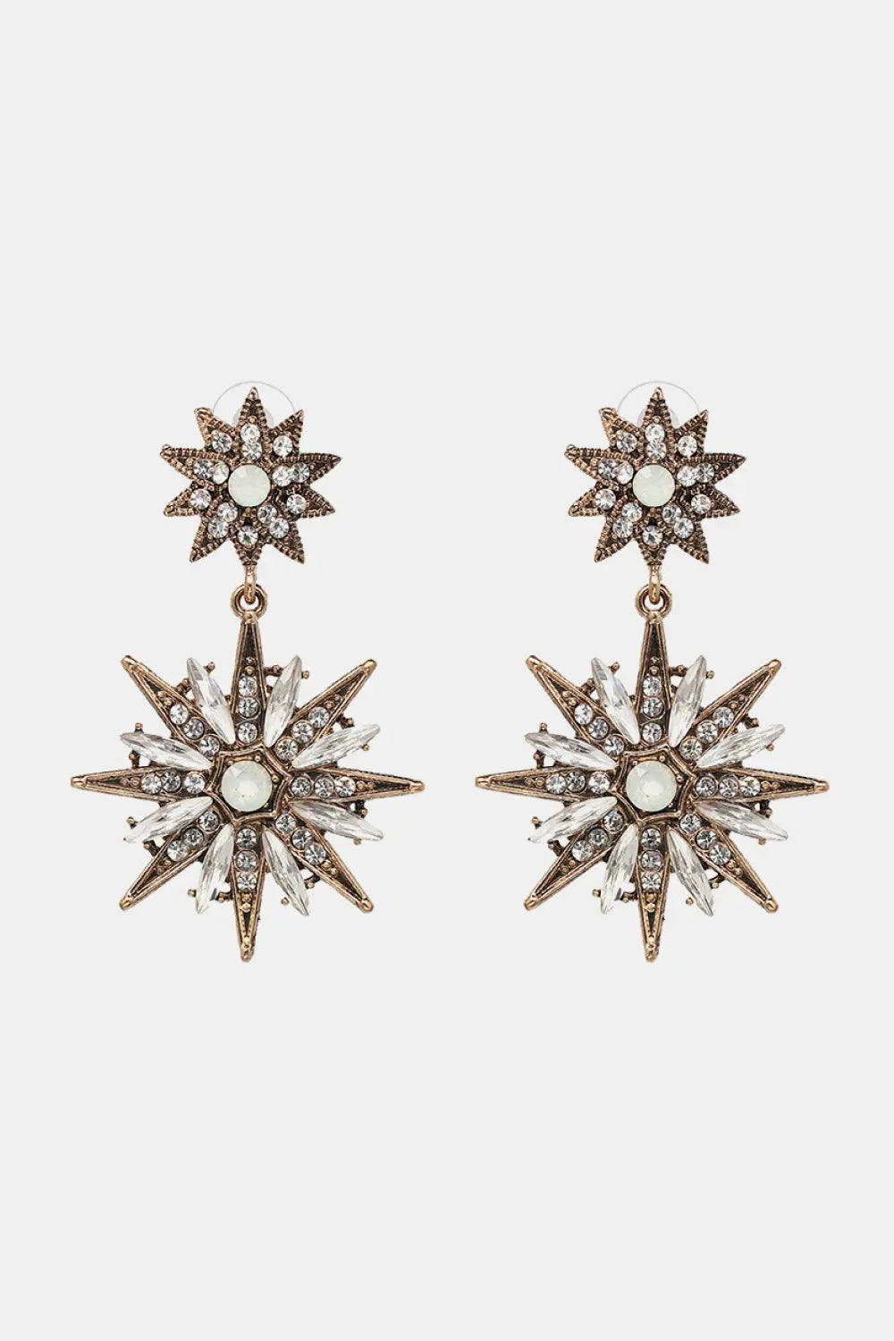 Lovcia Zinc Alloy Star Shape Dangle Earrings-Earrings-Brass-One Size-Brass