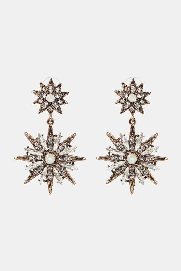 Lovcia Zinc Alloy Star Shape Dangle Earrings-Earrings-Brass-One Size-Brass