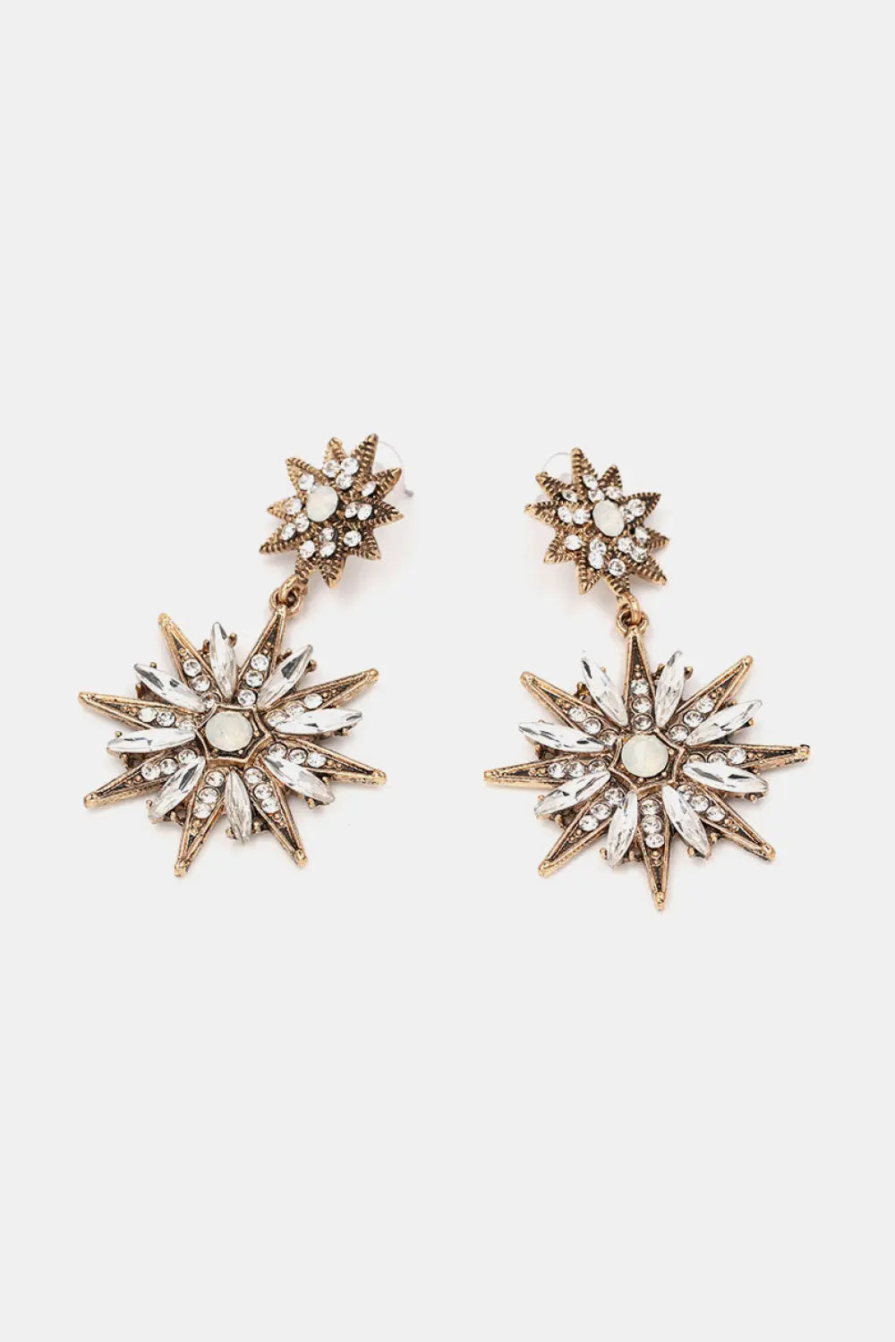Lovcia Zinc Alloy Star Shape Dangle Earrings-Earrings-Brass-One Size-Brass