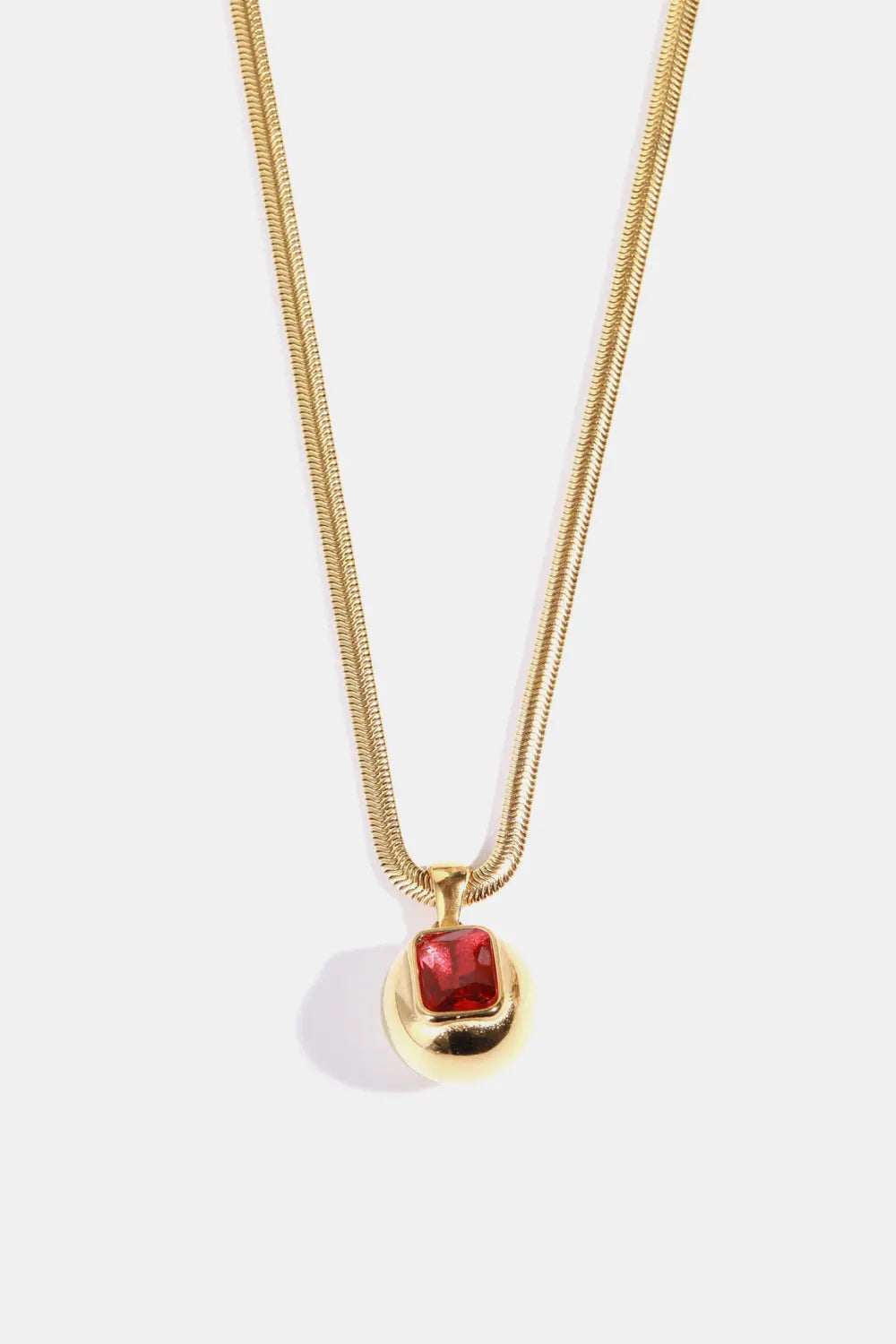 Lovcia Zircon 18K Gold-Plated Geometrical Shape Pendant Necklace-Necklaces-Deep Red-One Size-Deep Red