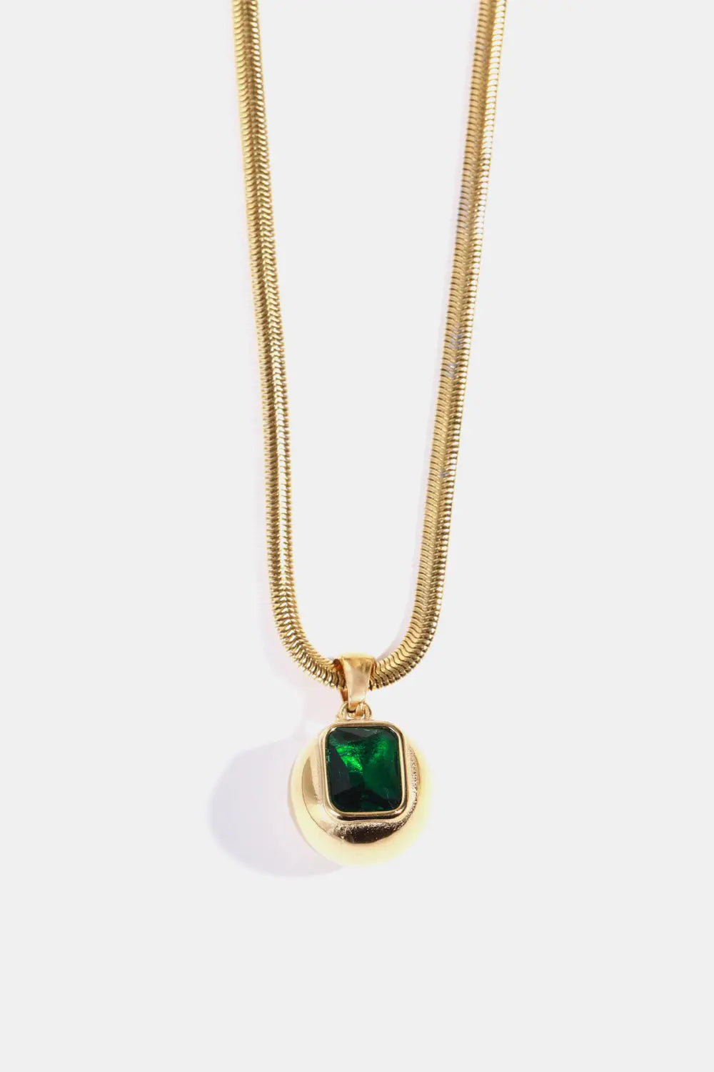 Lovcia Zircon 18K Gold-Plated Geometrical Shape Pendant Necklace-Necklaces-Green-One Size-Green