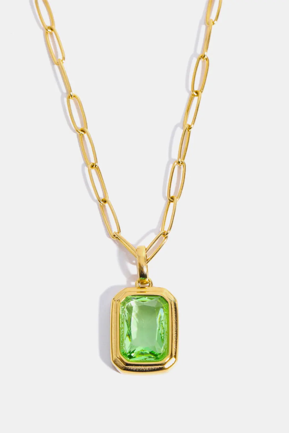 Lovcia Zircon 18K Gold-Plated Geometrical Shape Pendant Necklace-Necklaces-Light Green-One Size-Light Green