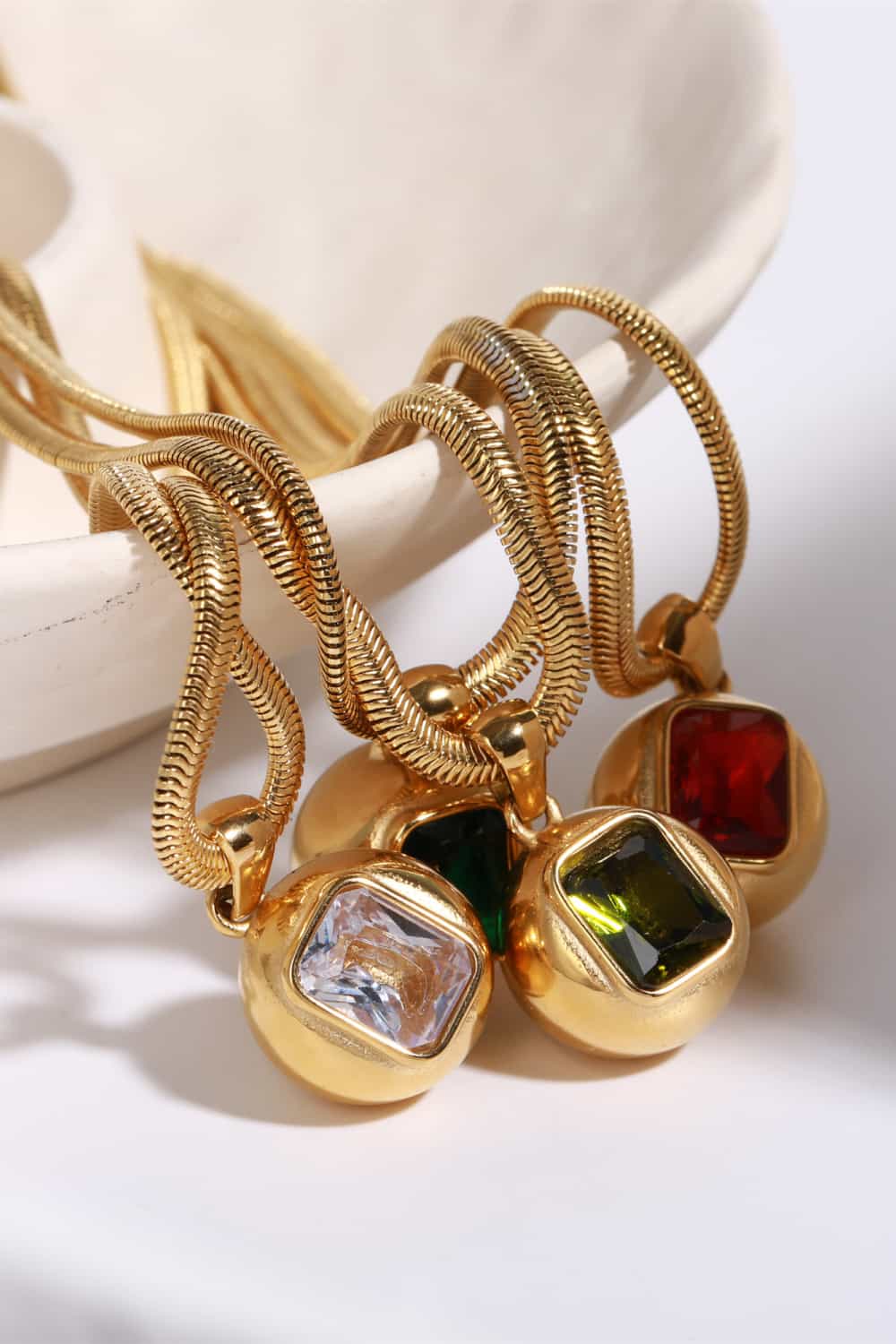 Lovcia Zircon 18K Gold-Plated Geometrical Shape Pendant Necklace-Necklaces-Olive-One Size-Olive