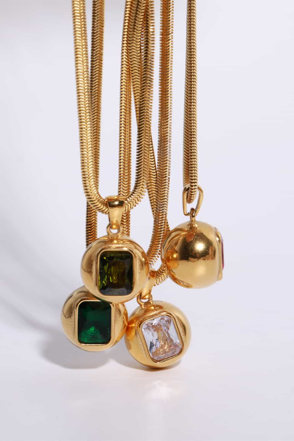 Lovcia Zircon 18K Gold-Plated Geometrical Shape Pendant Necklace-Necklaces-Olive-One Size-Olive