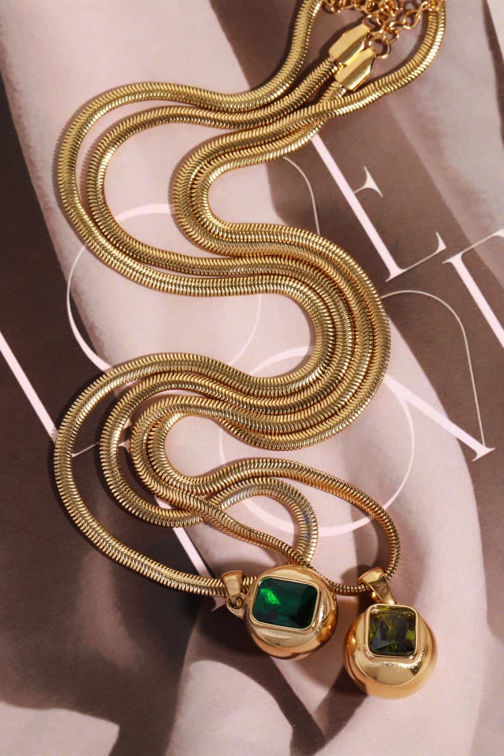 Lovcia Zircon 18K Gold-Plated Geometrical Shape Pendant Necklace-Necklaces-Olive-One Size-Olive