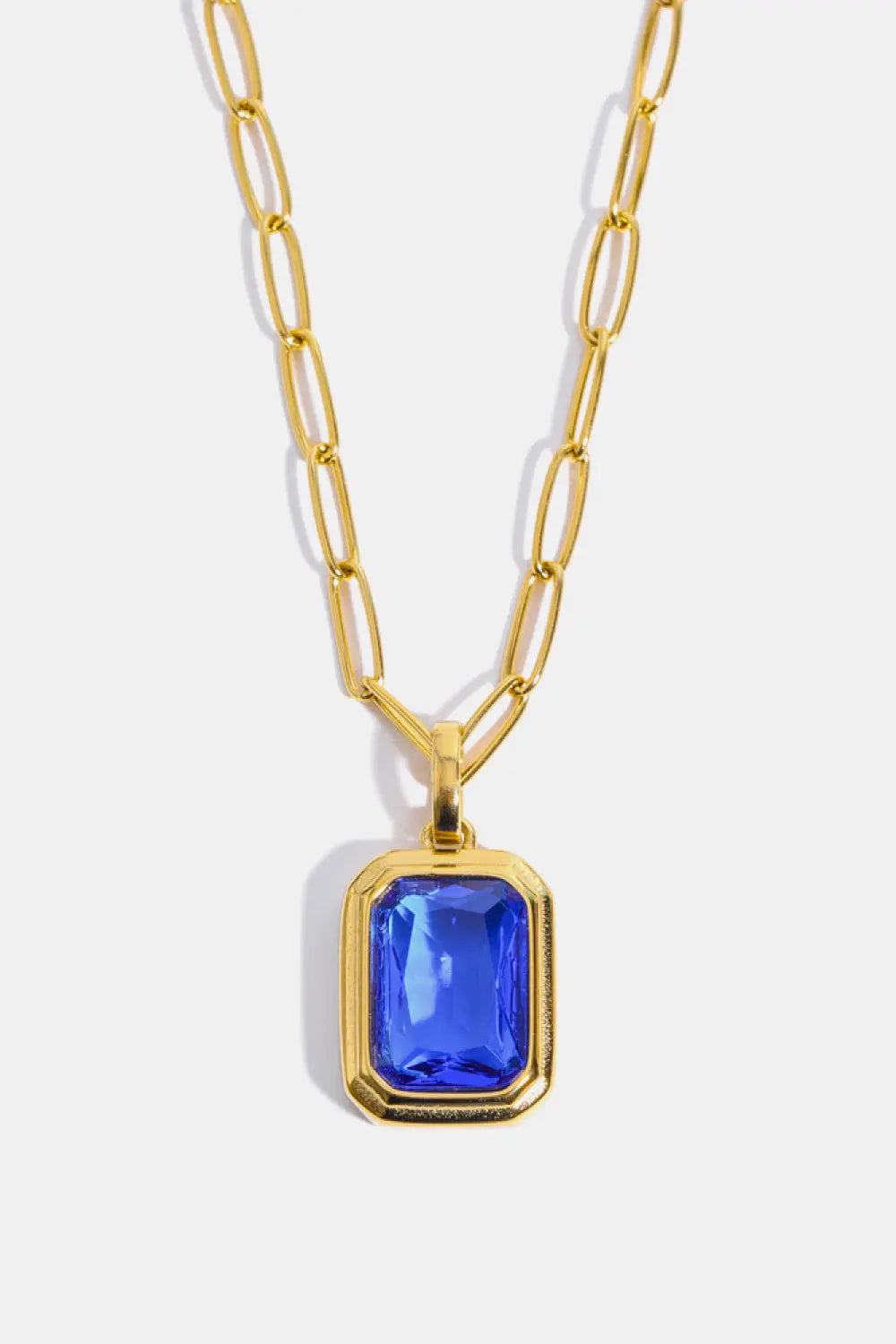 Lovcia Zircon 18K Gold-Plated Geometrical Shape Pendant Necklace-Necklaces-Royal Blue-One Size-Royal Blue