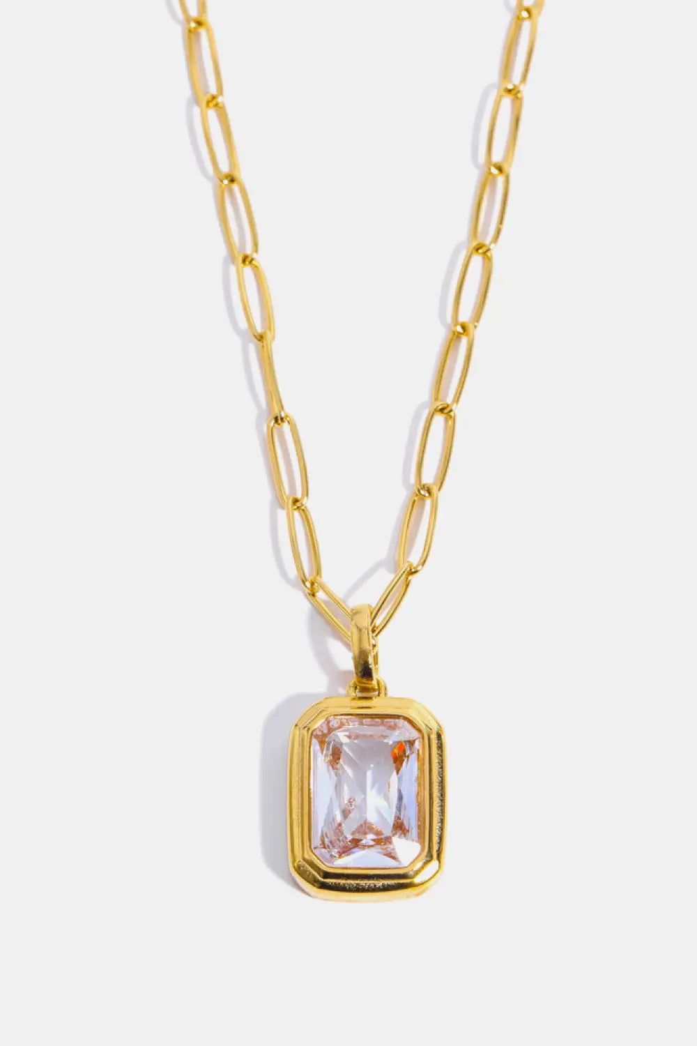 Lovcia Zircon 18K Gold-Plated Geometrical Shape Pendant Necklace-Necklaces-Transparent-One Size-Transparent